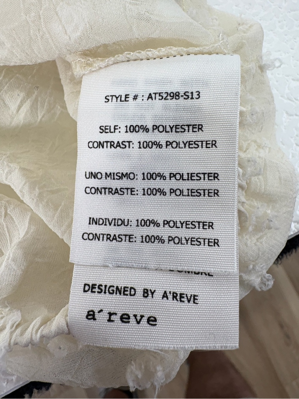 A'Reve Cream Ruffle Swiss Dot Blouse with Keyhole 3294 - Picture 6 of 11